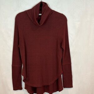 stevieTees 100% Cotton Made in the USA Cowl Neck Long Sleeve Thermal Rust Tee Sm